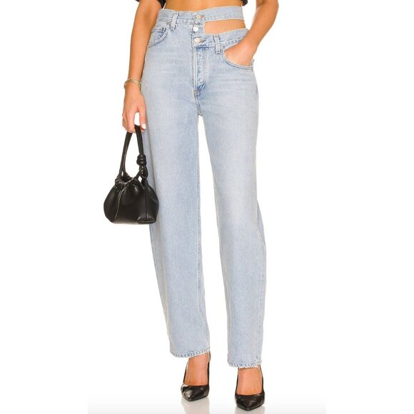 Agolde Broken Waistband Jeans in Sideline Blue Size 31 90s Y2K Light Wash